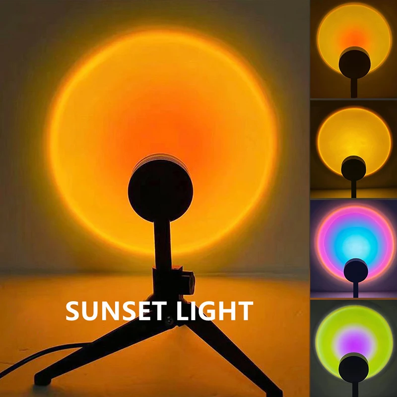 

USB Sun Projection Atmosphere Lights Night Light Sunset Lamp Rainbow Led Lamps Home Bedroom Background Wall Decoration Lighting