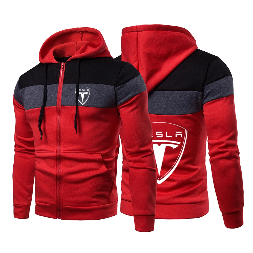 

2022 Men Tesla Wild Warm Leisure Harajuku Zipper Hooded Sweatshirts Style Male Top Jackets Coats