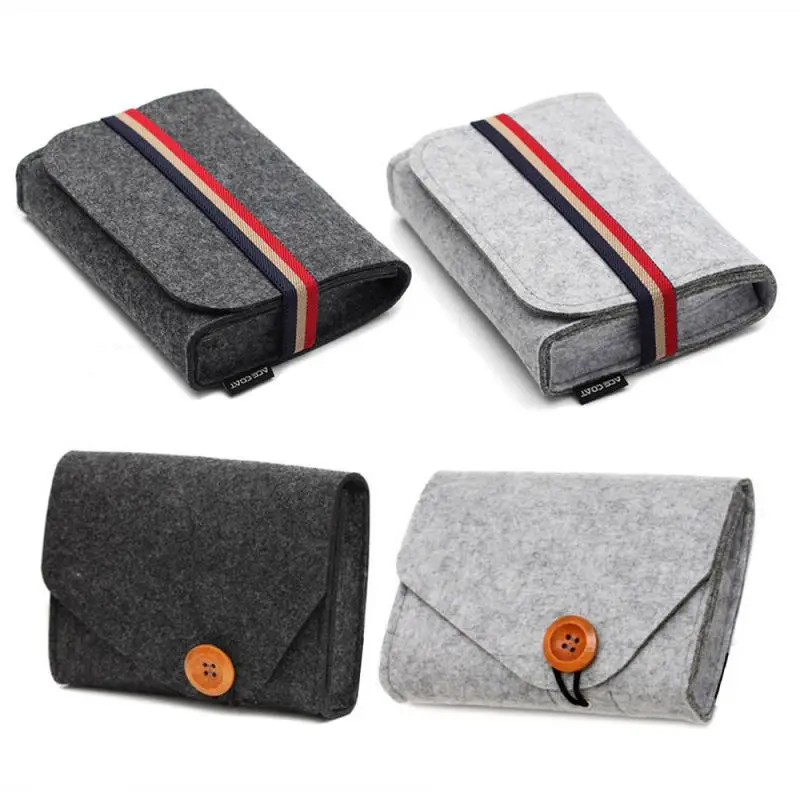 

For Data Cable Mouse Power Bank Storage Bag Gadgets Bags Multipurpose Travel Mini Felt Adapter Pouch 2023 Soft Felt Sleeve Bag