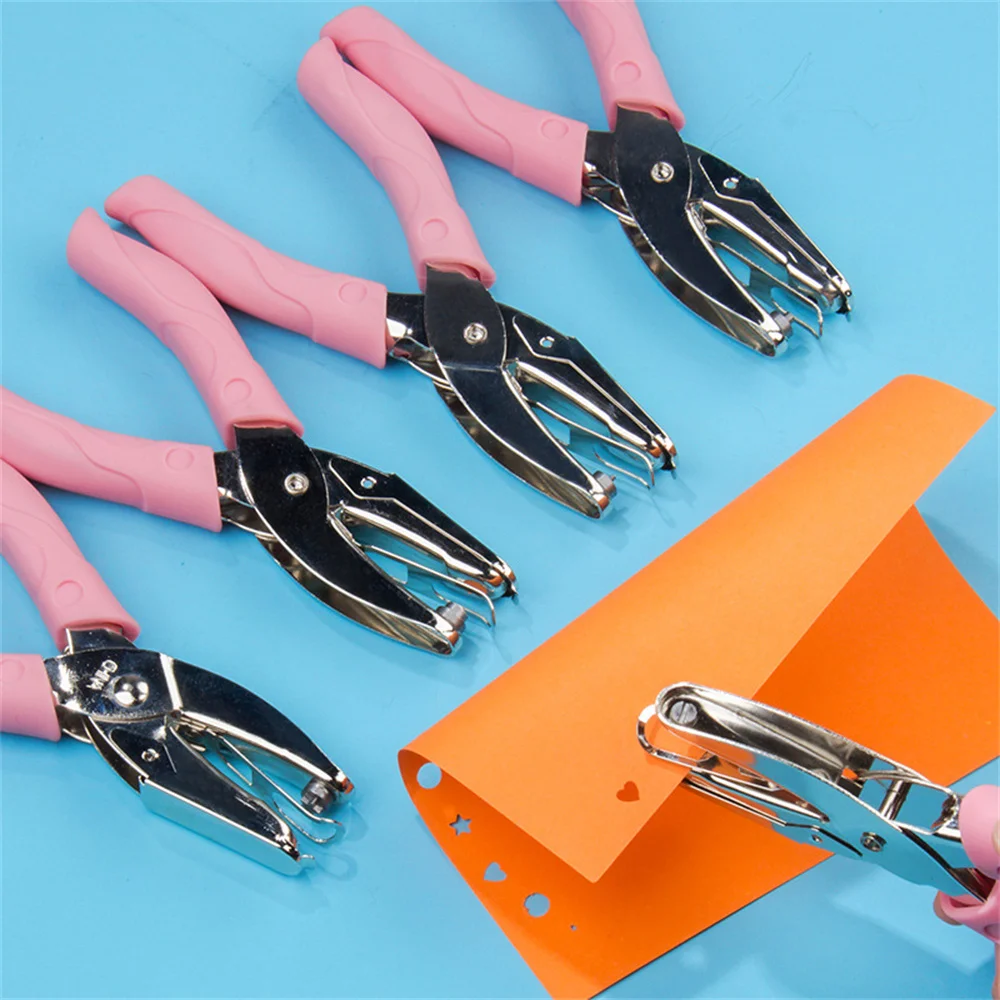 

Pink Single Metal Hole Puncher Tool Round Corner Paper Cutter Binding Ring Scrapbooking Tools Stationery Cutter Craft Supplies