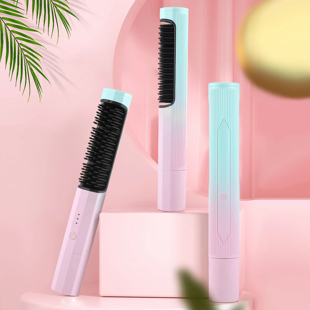 

Wireless Electric Hair Brush Straighten Fast Heating Comb USB Hair Curling Dryer Brush Hair Salon Anti-Scald Hair Styling TooL