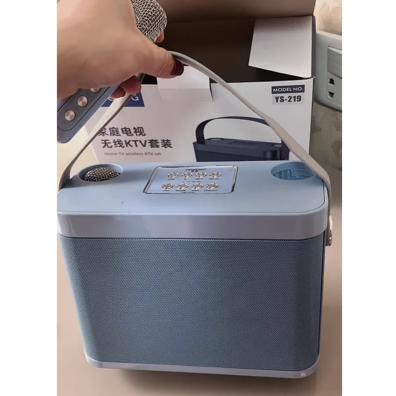 YS-219 Portable Household KTV Bluetooth Speaker Set 100W Peak Power Outdoor Subwoofer Blue Music Box With Mini Wireless Dual Mic |