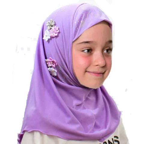 Легко носить, для девочек, мгновенная фотосессия, Hijabs, ручная работа, милый женский шарф-тюрбан с цветочным рисунком для детей 3-7 лет
