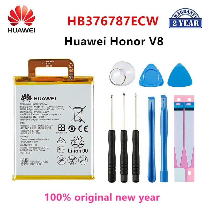 Оригинальный аккумулятор Hua Wei 100% HB376787ECW 3500 мАч для Huawei Honor V8