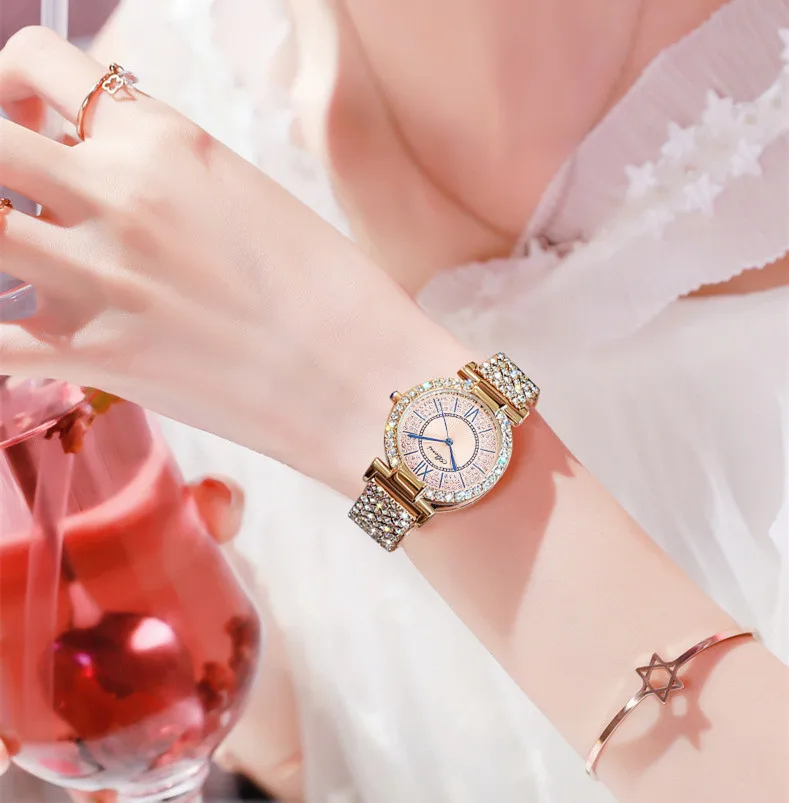 

Automatic Quartz Watch For Woman Waterproof Luxurious Brand Beautiful HD Coated Glass Fashion Charm Goddess Romantic Lady Wrist