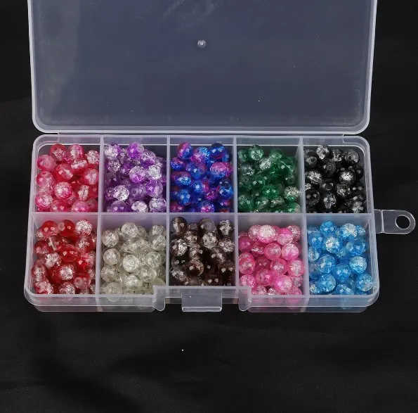 

1 box 6mm 450pcs Double Colored Round Crackle Crystal Glass Beads Crack for Jewelry Making Loose Spacer DIY