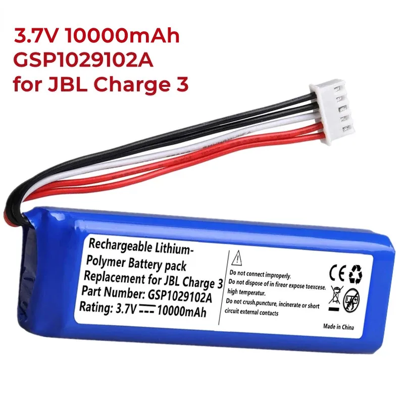 

1-5PC GSP1029102A 3.7V 10000mAh Rechargeable Lithium Battery For JBL Charge 3 Charge3 Bluetooth Player Audio Li-Polymer Batteria