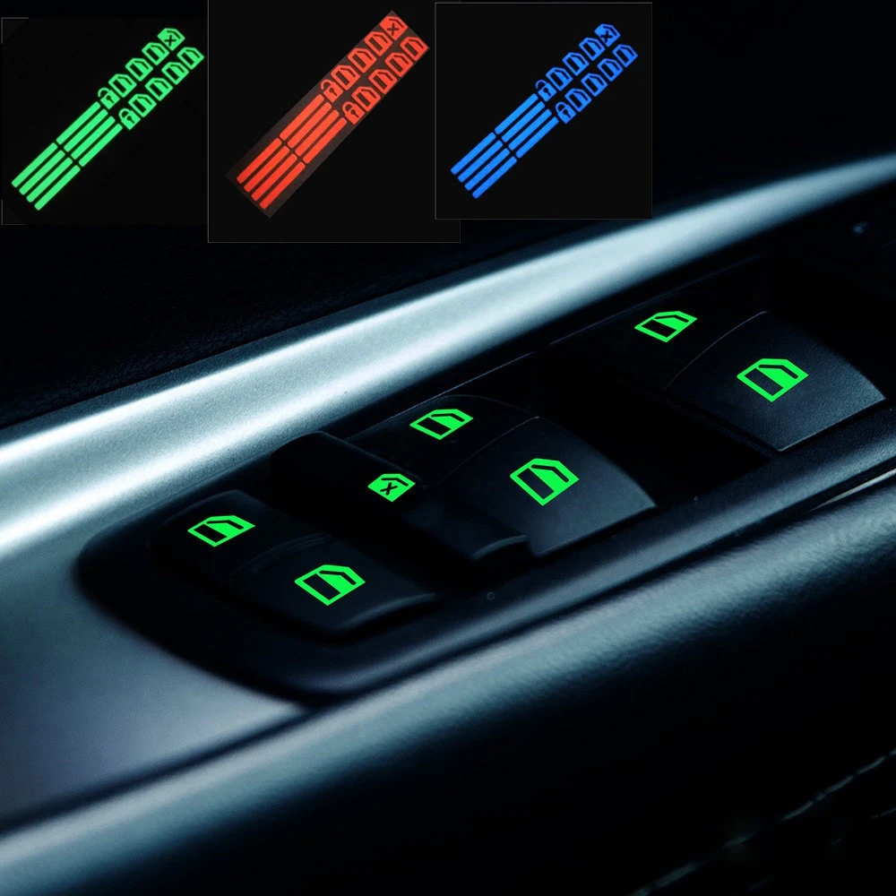 

Car Window Button Luminous Sticker Lifter Switch Night Fluorescent Decals Car Interior Stickers Auto Styling Accessories
