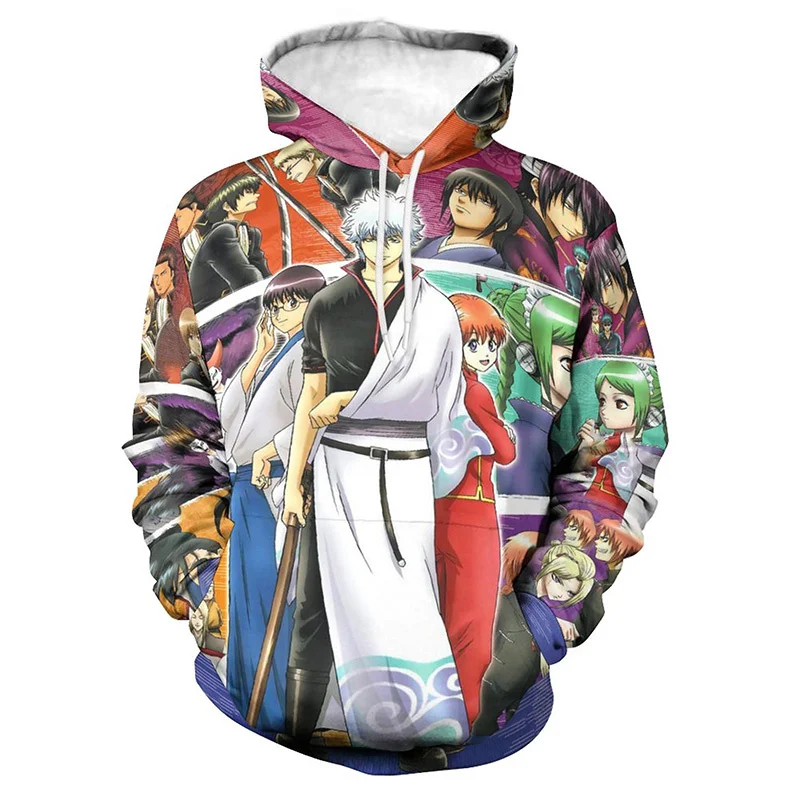 

New Design Gintama Hoodie Anime 3D Printed Long Sleeve Fashion Hooded Pullover Men's Sweatshirt Spring Autumn Clothing Hoodies