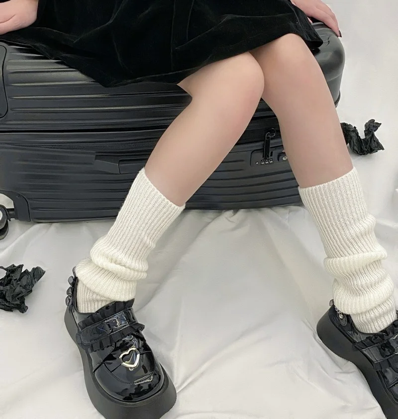 

Japanese Lolita Sweet Girl Warmers Knitted Foot Cover Leg Warm Socks Women Slim Long Winter Sock Cosplay Heap Heap Socks Gray