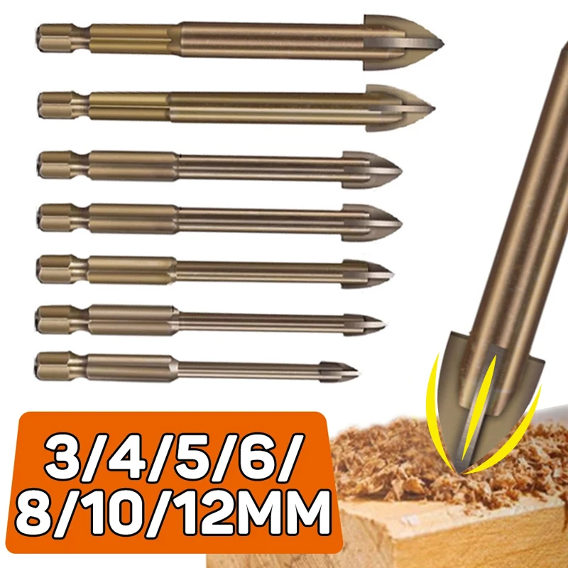 

Cross Hex Tile Drill Bits Set Multifunctional Cross Triangle Drill Bit Glass Ceramic Vitrified Brick Full Ceramic Tile Wall