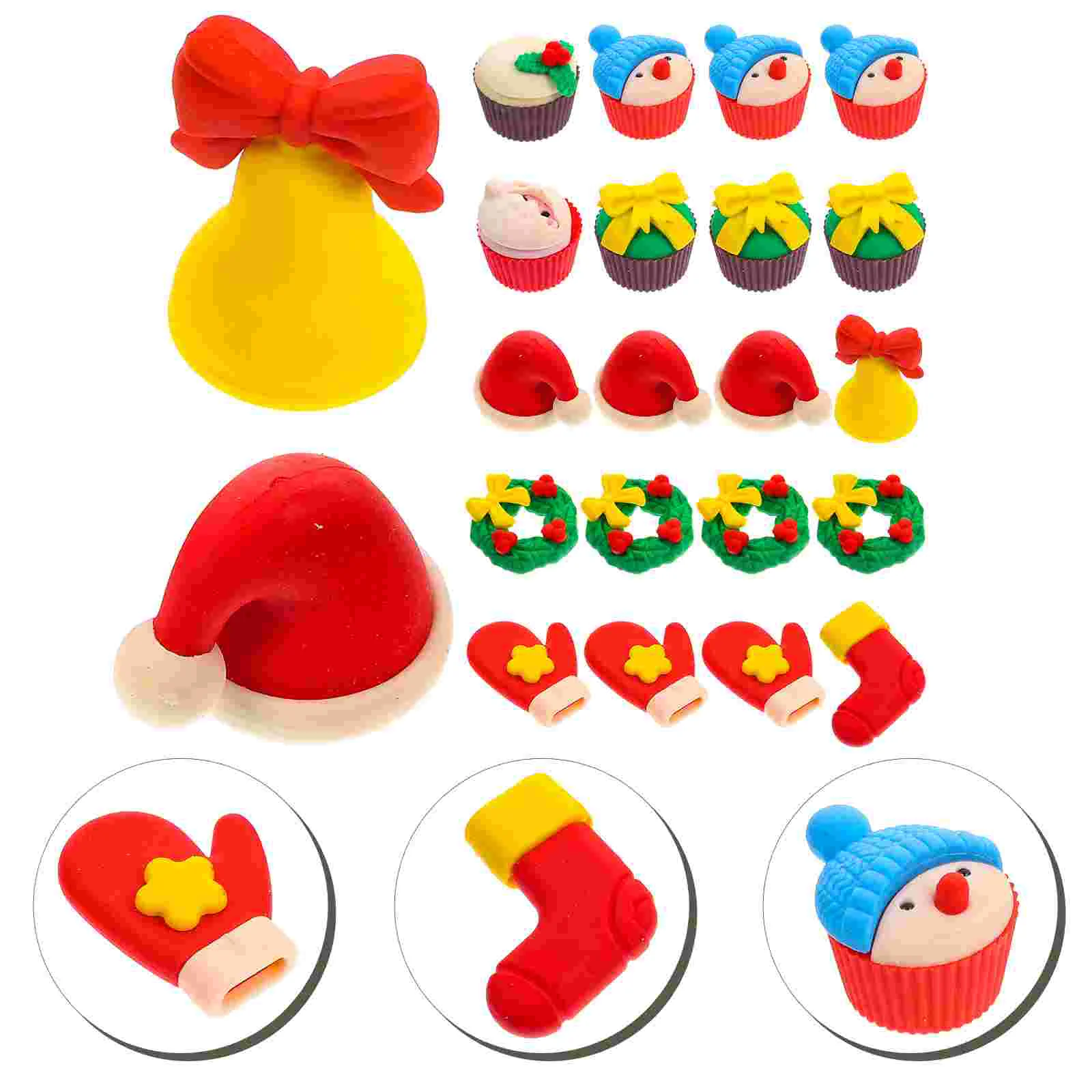 

Erasers Christmas Mini Eraserkids Santagift Stationery Partyfillersnowman Claus Stocking Novelty Delicate Puzzle Portable