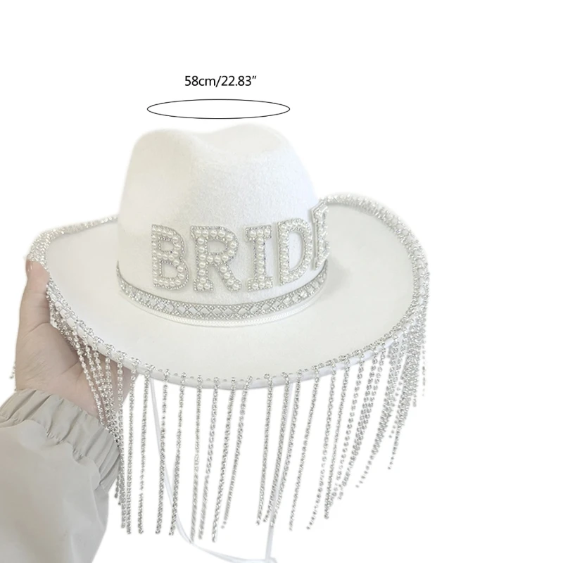 Шляпа Western Bride to Be Ковбойская шляпа с блестящими кристаллами и жемчугом