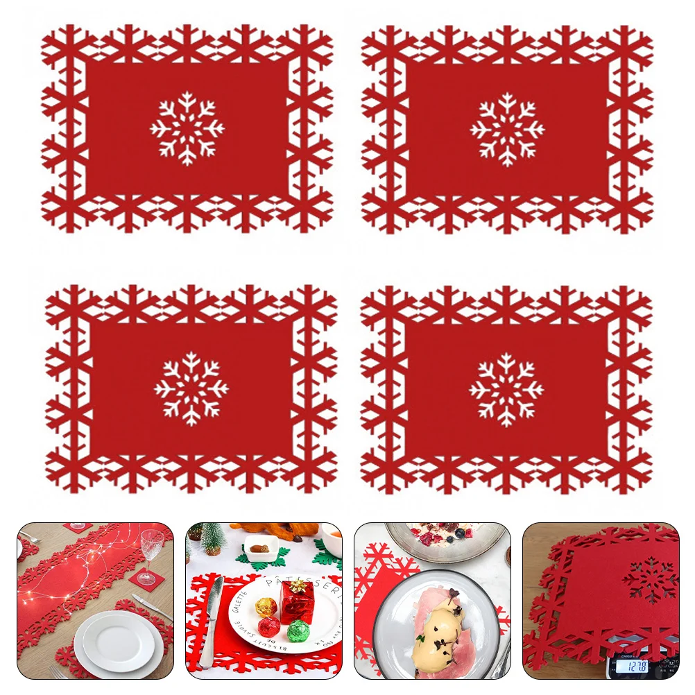 

Table Placemats Mats Christmas Place Matdinner Felt Party Dining Snowflakedecoration Holiday Cup Setting Birthday Winter