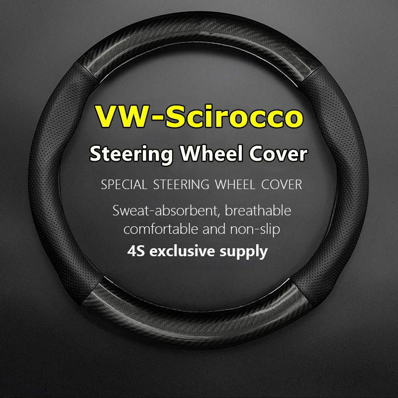 

No Smell Thin For VW Volkswagen Scirocco Steering Wheel Cover Genuine Leather Carbon Fiber 1.4TSI 2.0TSI Club 2014 2015 2016