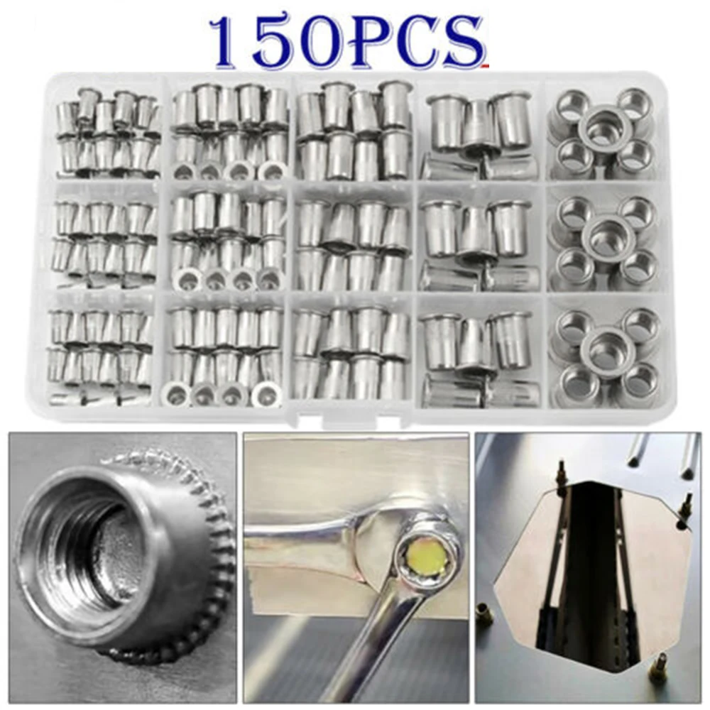 Набор заклепок из нержавеющей стали с плоской головкой 150 шт.