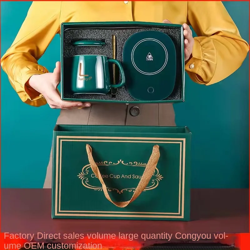 

Керамическая чашка с буквенным термостатом 55 градусов, кофейная чашка с умным подогревом, теплая чашка для пары, стеклянная чайная чашка в и...