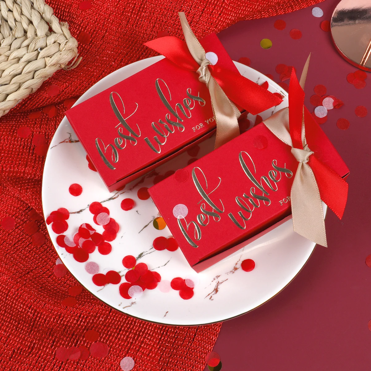 5 шт. бумажная коробка для конфет с бронзовым узором в форме сердца Подарочная