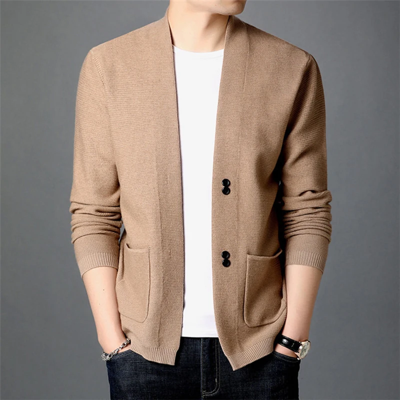 

Autumn New Men's Knit Jacket Business Casual Single-breasted Sweater Cardigan Jacket Male Fahion Clothes