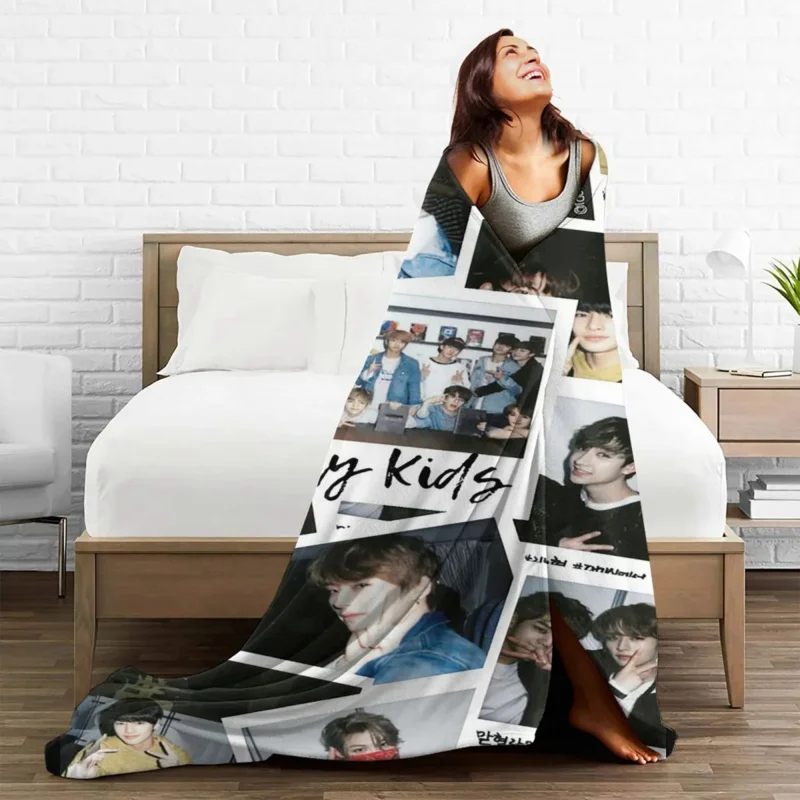 

Kpop Star Stray Kids Singer Idol Blankets Fleece Summer Portable Soft Throw Blanket for Bed Outdoor Bedspread