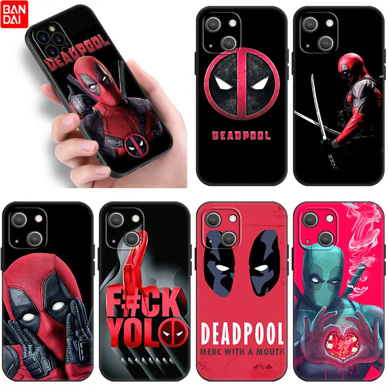 

Cute Deadpool Silicone Phone Case For Apple iPhone 11 12 13 Mini Pro 7 8 XR X XS MAX 6 6S Plus 5 5S SE 2020 Black Soft Cover