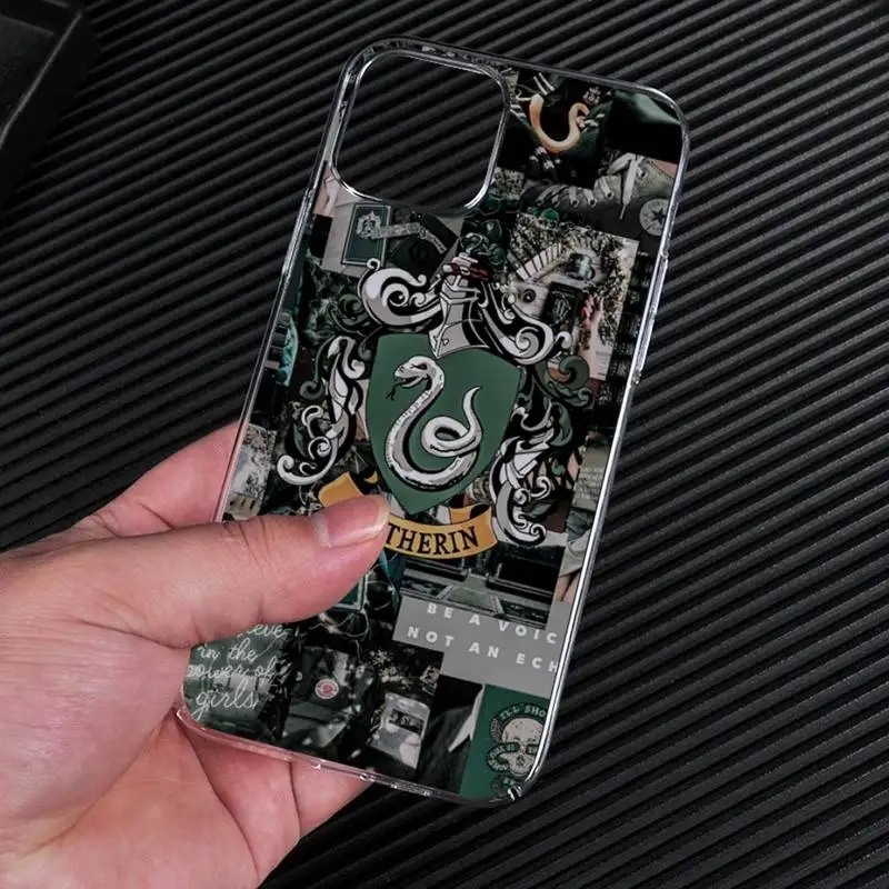 Прозрачный чехол для телефона Harries Slytherin с символом Хогвартса iphone 13 12 11 Pro Max Mini XS 8 7