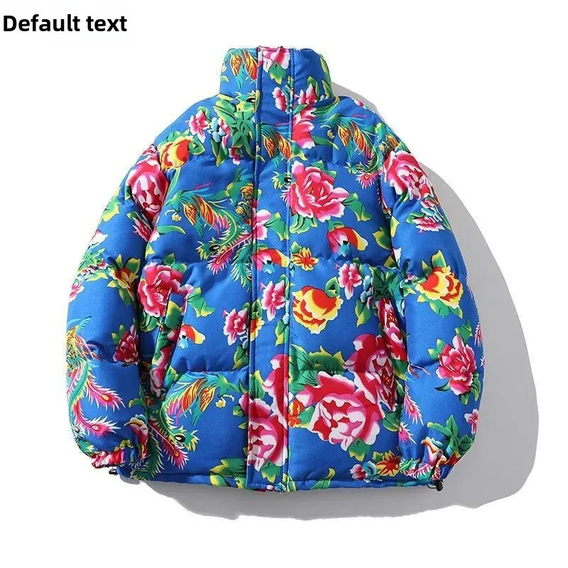 Півнично-восточная стеганая куртка с большим цветком TikTok популярная мужская и