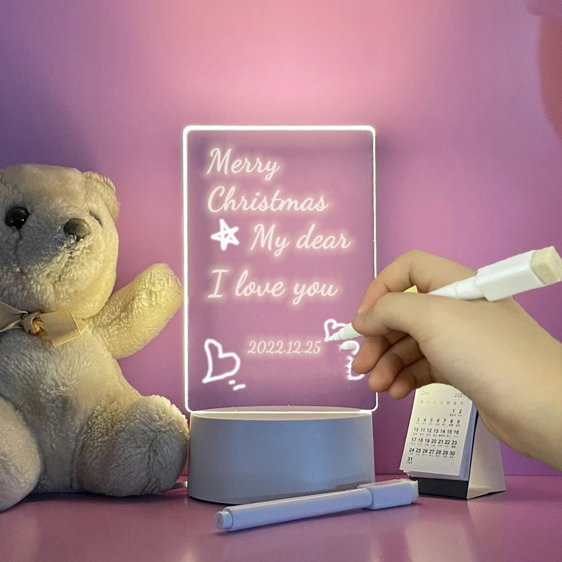 Note Board Creative USB Led Night Light Message Board Nightlights Gift for Kids Girlfriend Tree Christmas Decoration Night Lamp