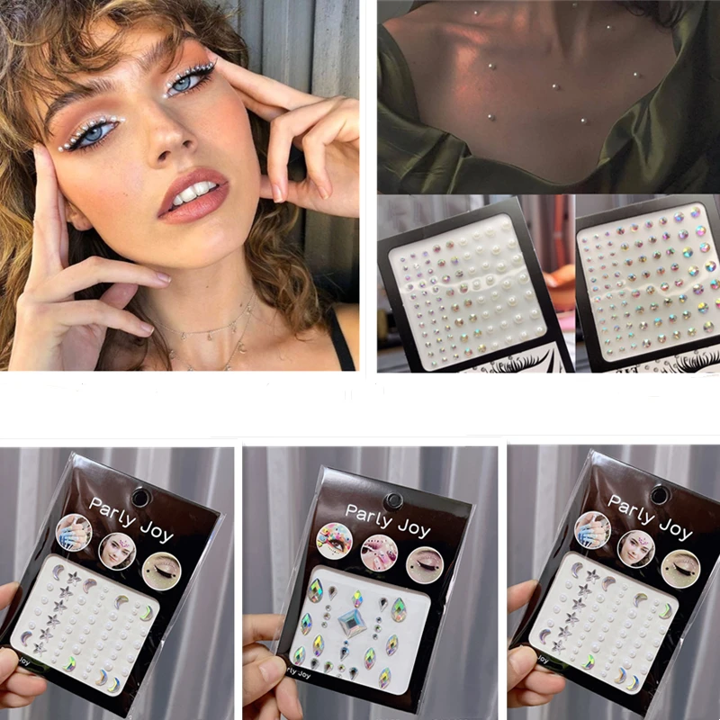 

Glitter Diamond Rhinestone Face Jewelry Stickers Eyes Stage Makeup Eyeliner Eyeshadow DIY Face Crystal Temporary Tattoo Stickers