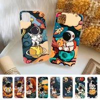 cute astronaut phone case for iphone 13 14 pro max xs xr 12 11 pro 13 mini 6 7 8 plus clear back cover capa