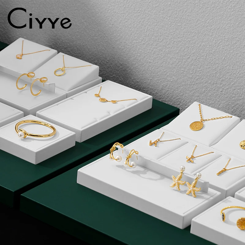 

Ciyye Green Jewelry Display Props Tray Pendant Necklace Display Stand PU Leather Ring Bracelet Earrings Pendant Jade Show Set