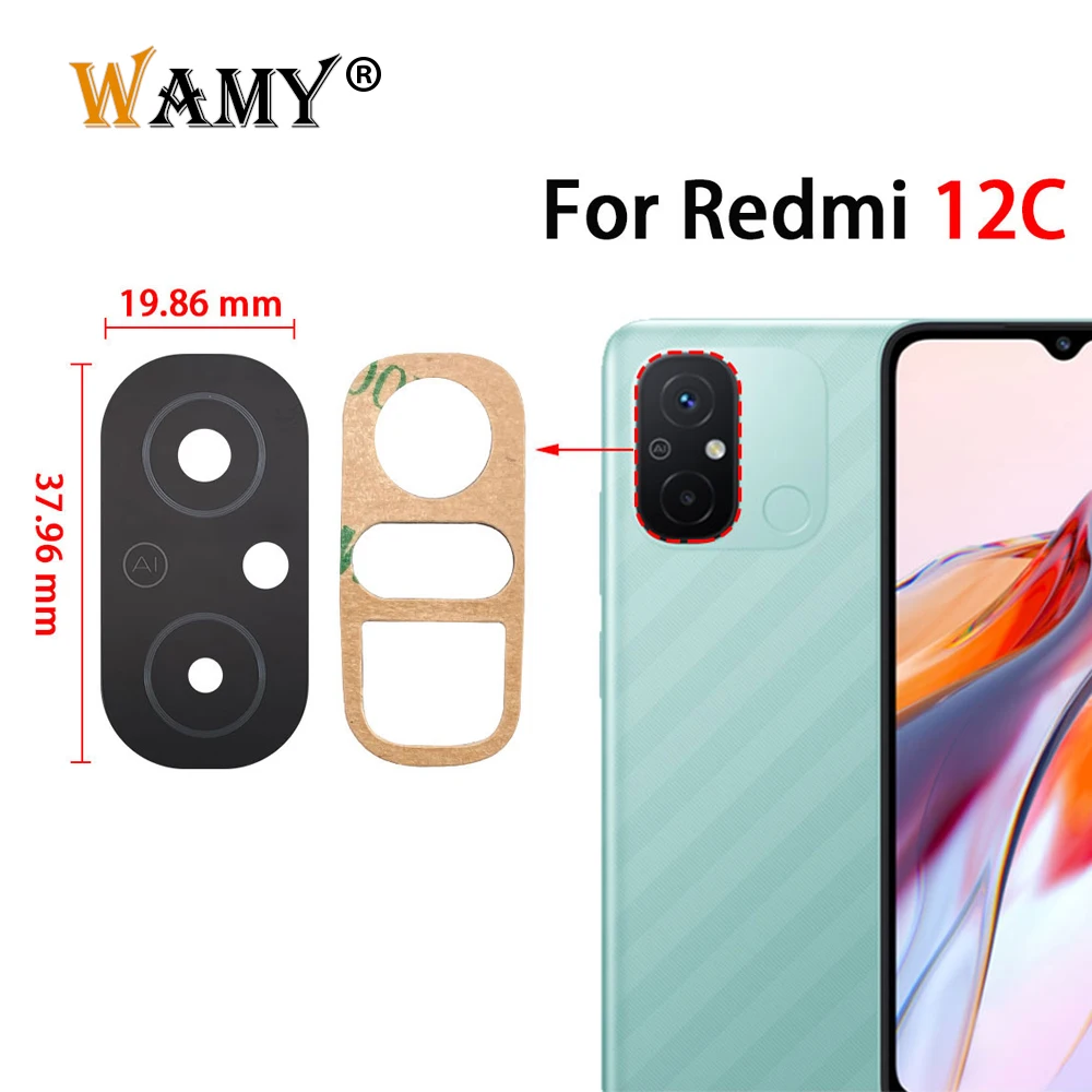 2 шт./партия, сменные стеклянные линзы для задней камеры Xiaomi Redmi 12C 22120RN86G