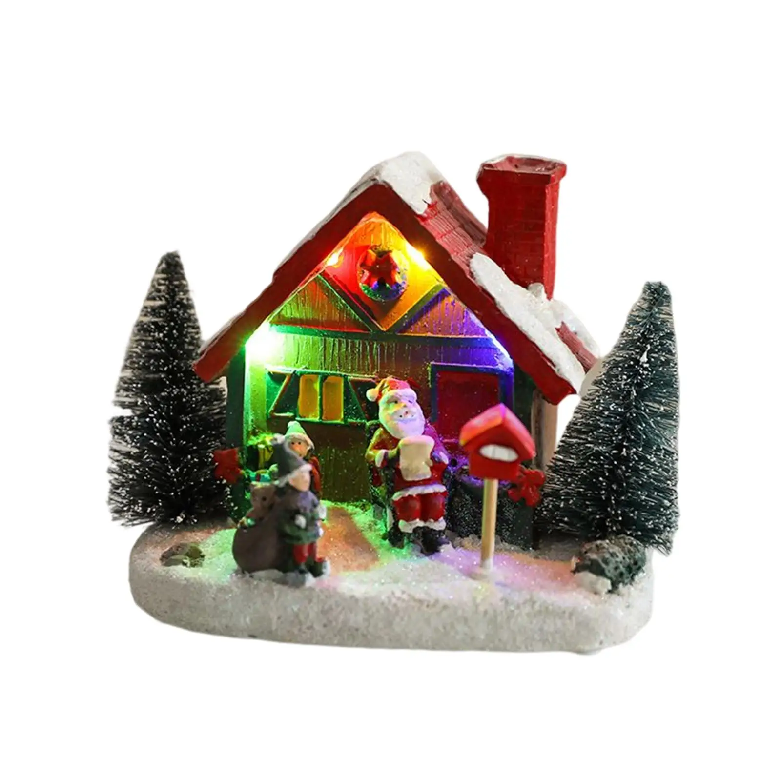 

Светящийся домик, статуя, коллекция светильников, миниатюрные украшения, деревня, снег, смола, праздничный стол, окно, праздничный подарок
