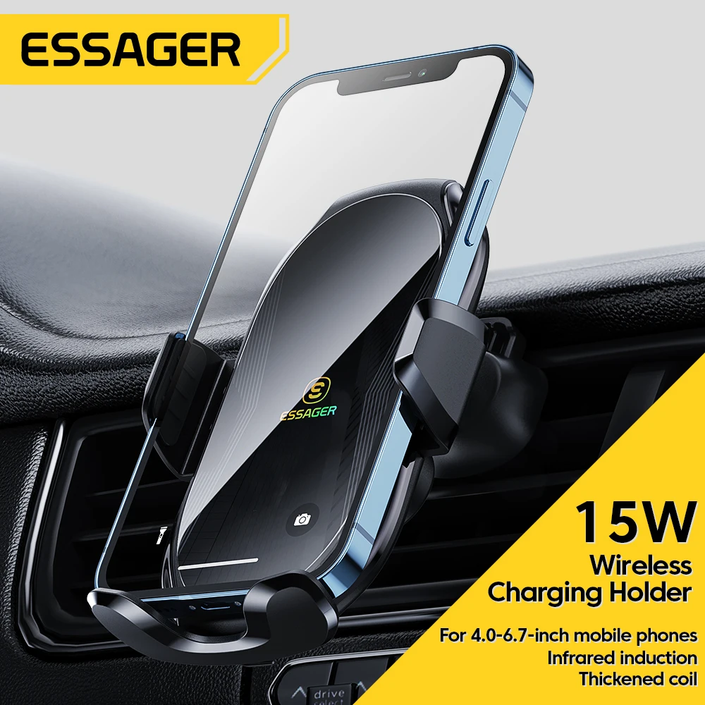 

Essager 15W Qi Car Phone Holder Air Vent Stand Wireless Charger For iPhone 13 12 Xiaomi Samsung Mobile Cell Phones Support Mount