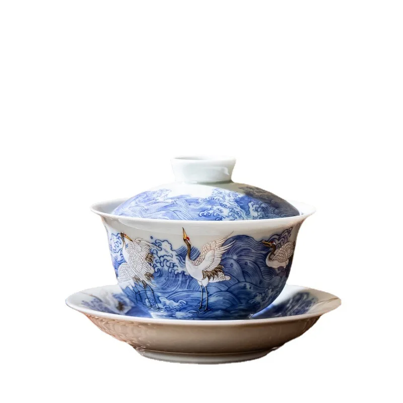 Цзиндэчжэнь антикварная грязь синий и белый морской журавль бытовой