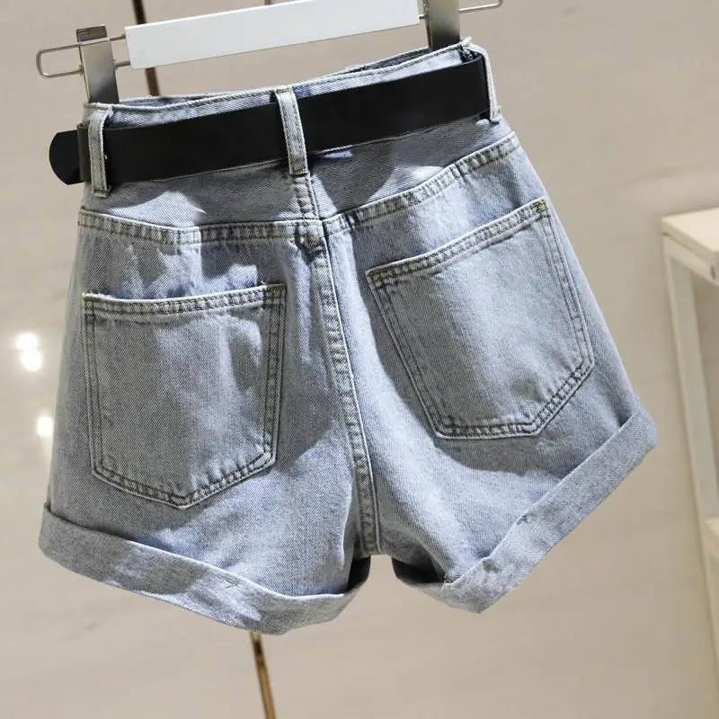 High-waisted Roll-up Denim Shorts Women 2023 Summer New Women Clothing Baggy Slimming Broadleg Pants A-line Jeans Booty Shorts