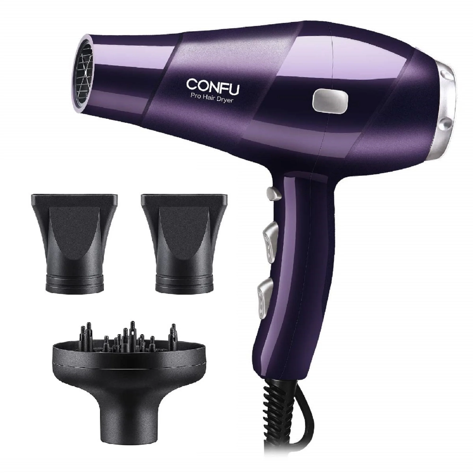 

Ionic Hair Dryer with Diffuser & 2 Concentrator Nozzle , Purple