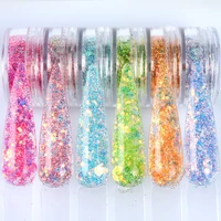 6colorsbox nail art mermaid glitter sequins chunky nail glitter sequins sparkly flakes holographic glitter slices for nails