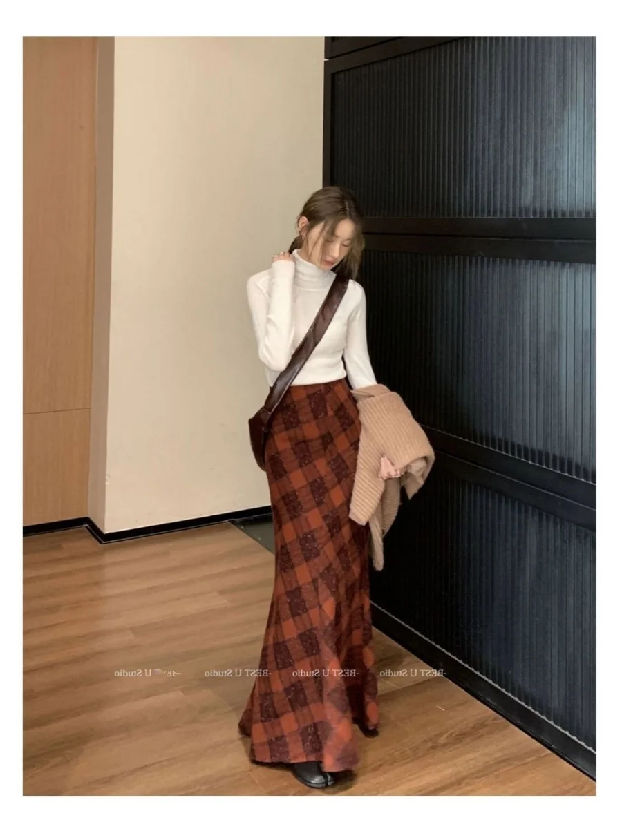 Красная Женская клетчатая юбка А-силуэта в винтажном стиле Y2k асимметричная