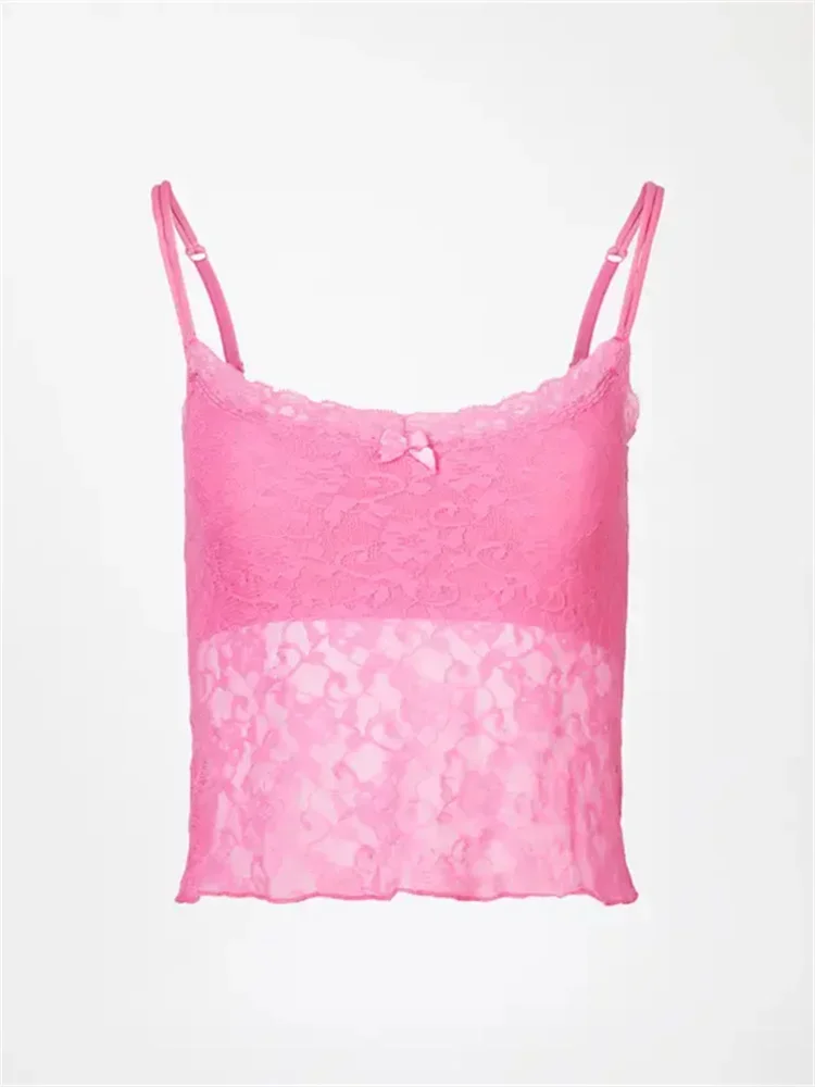 Женский Прозрачный Топ С Кружевной Отделкой CHRONSTYLE В Стиле Пэчворк Майка Без