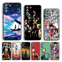 silicone cover anime luffy one piece for samsung s22 s21 s20 fe ultra s10e s10 s9 s8 s7 s6 edge plus black phone case