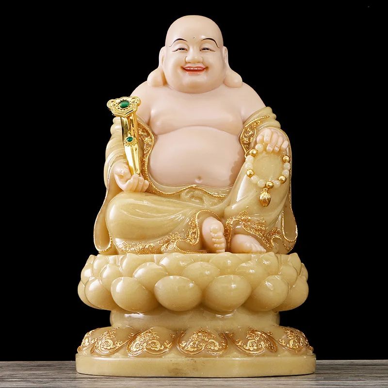 

Желтая белая мраморная статуя Будды Maitreya большой живот Смеющийся Будда Metteyya скульптура домашний декор большой размер
