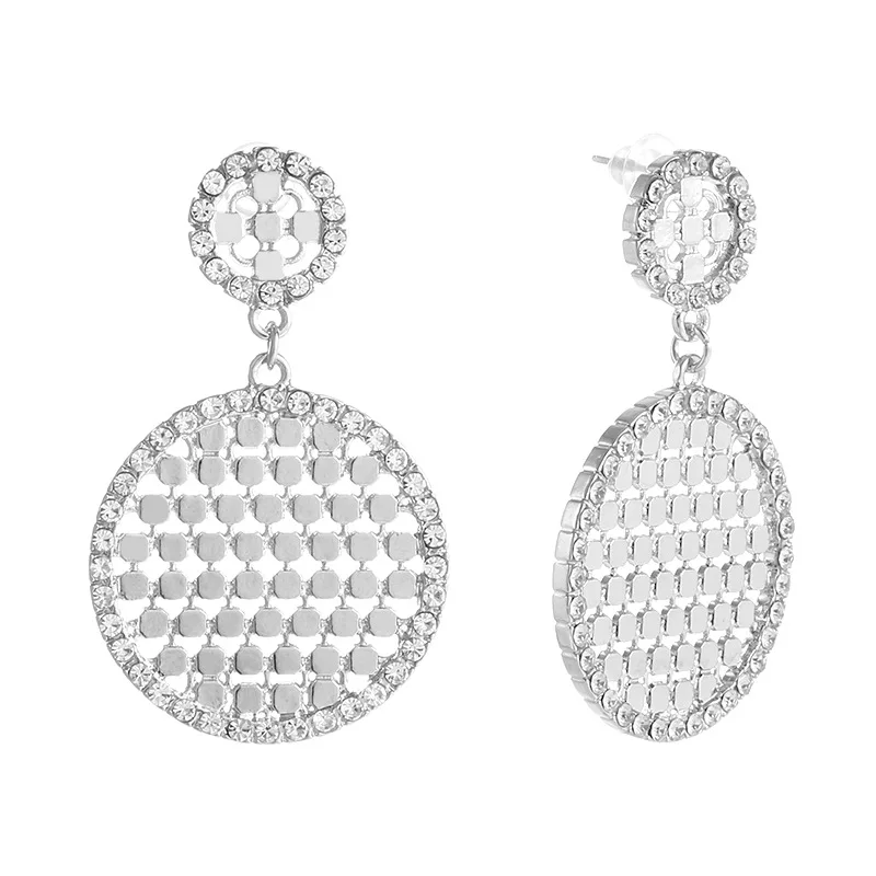 Индивидуальные универсальные геометрические полые круглые женские серьги с бриллиантами