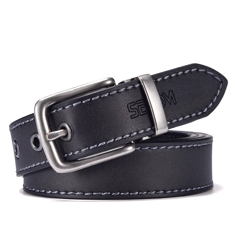 

Fasion Black Belt For Men Cowskin enuine Leater Belt 3.0 cm Ancient Silver Buckle i Quality Male Black Strap For Jeans