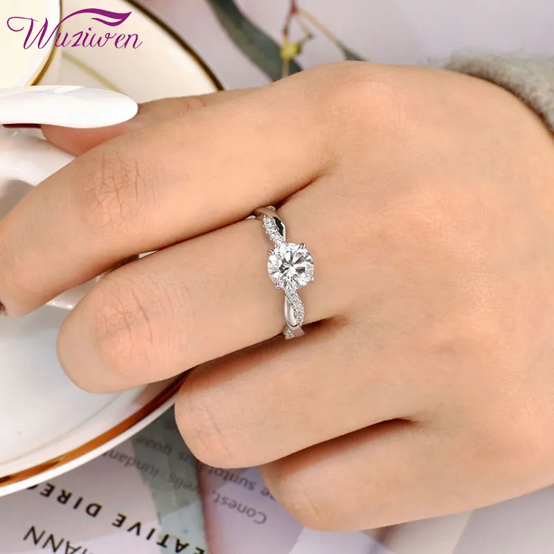 

Wuziwen Infinity Wedding Engagement Ring for Women Round Cut AAAAA CZ 925 Sterling Silver Size 5-10