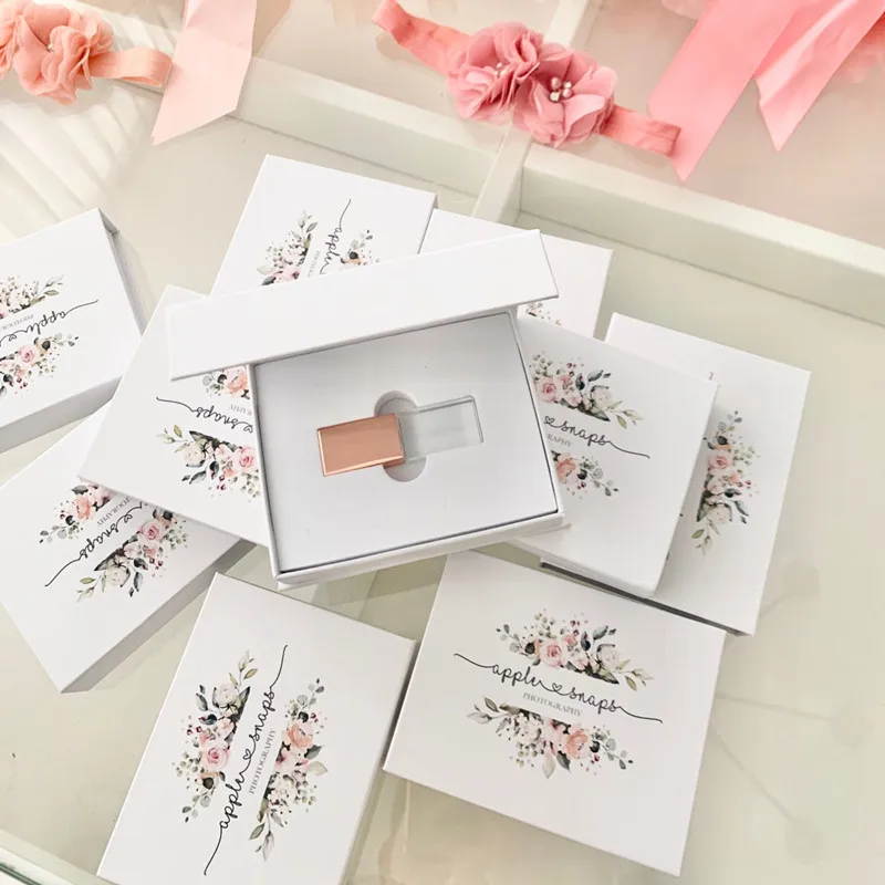 Custom LOGO Rose Gold usb drive 2.0 128GB 64GB 32GB Memory Flash Stick Pen Drive with Gift Box