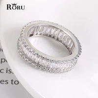 silver color full shiny cubic zirconia female ring luxury dainty silverware aaa cz fashion jewelry for women party gifts