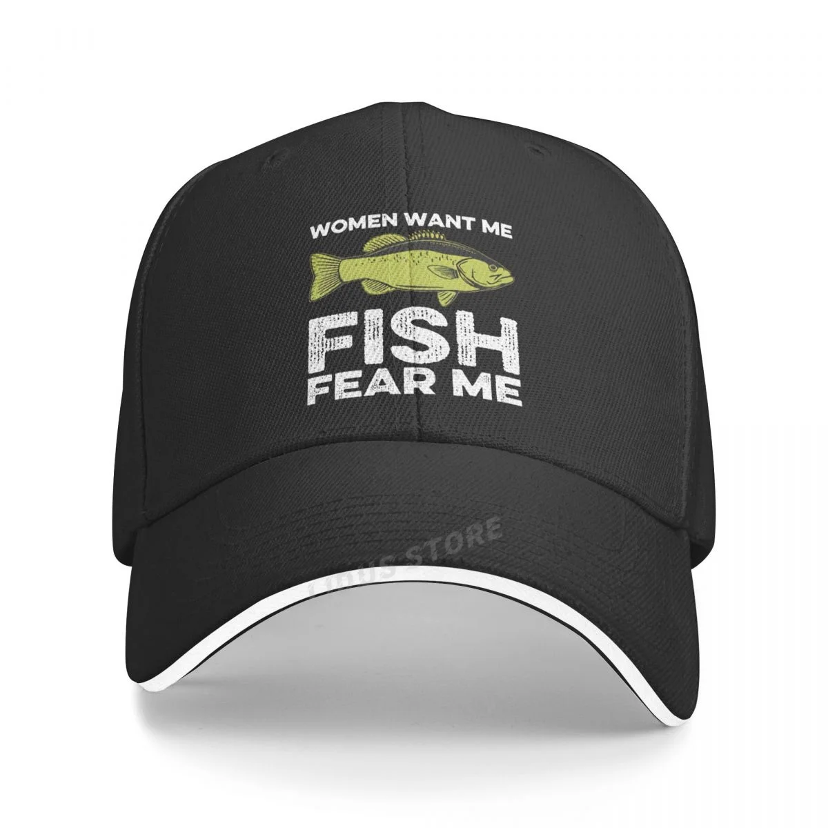 Women Want Me Fish Fear Me Fishing Baseball Cap Hat Sun Solid Color Mens Fish Hip Hop Summer Czapka Bonnet Outdoor