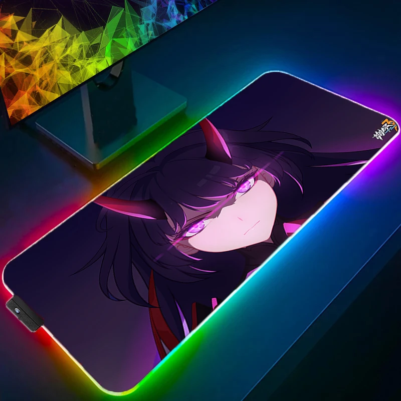 

Honkai Impact 3rd Anime Mouse Pad Office Large Mat Laptop Kawaii Luminescence Pads Carpet Mause Xxl Gamer Pc RGB LED MousePad