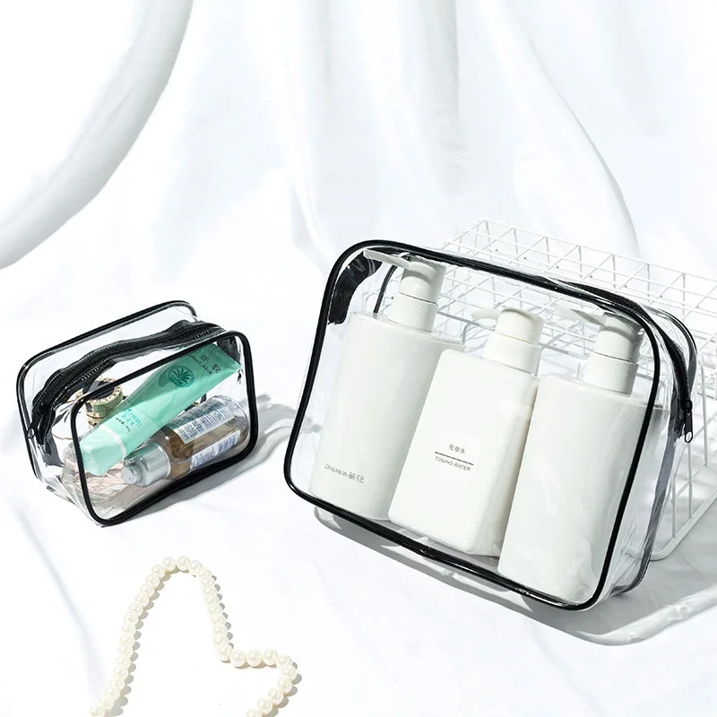 Transparent Clear Makeup Bag Organizer for Cosmetics Women Travel Cosmetic Toilet Bag PVC Make Up Storage Bath Toiletry Wash Bag